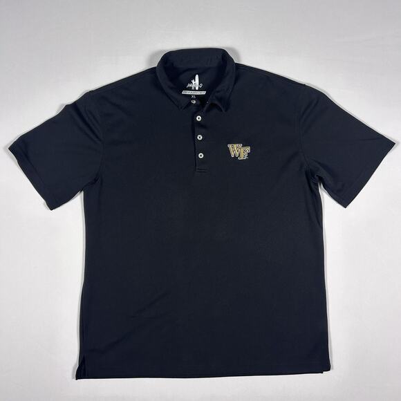 Johnnie-O Prep-Formance Polo Shirt XL Black Wake Forest WF Logo Performance Golf - Picture 1 of 7